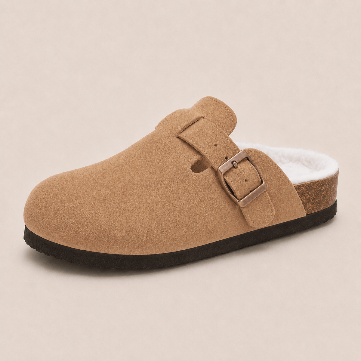 Fur-lined Suede Clogs by Qomfort